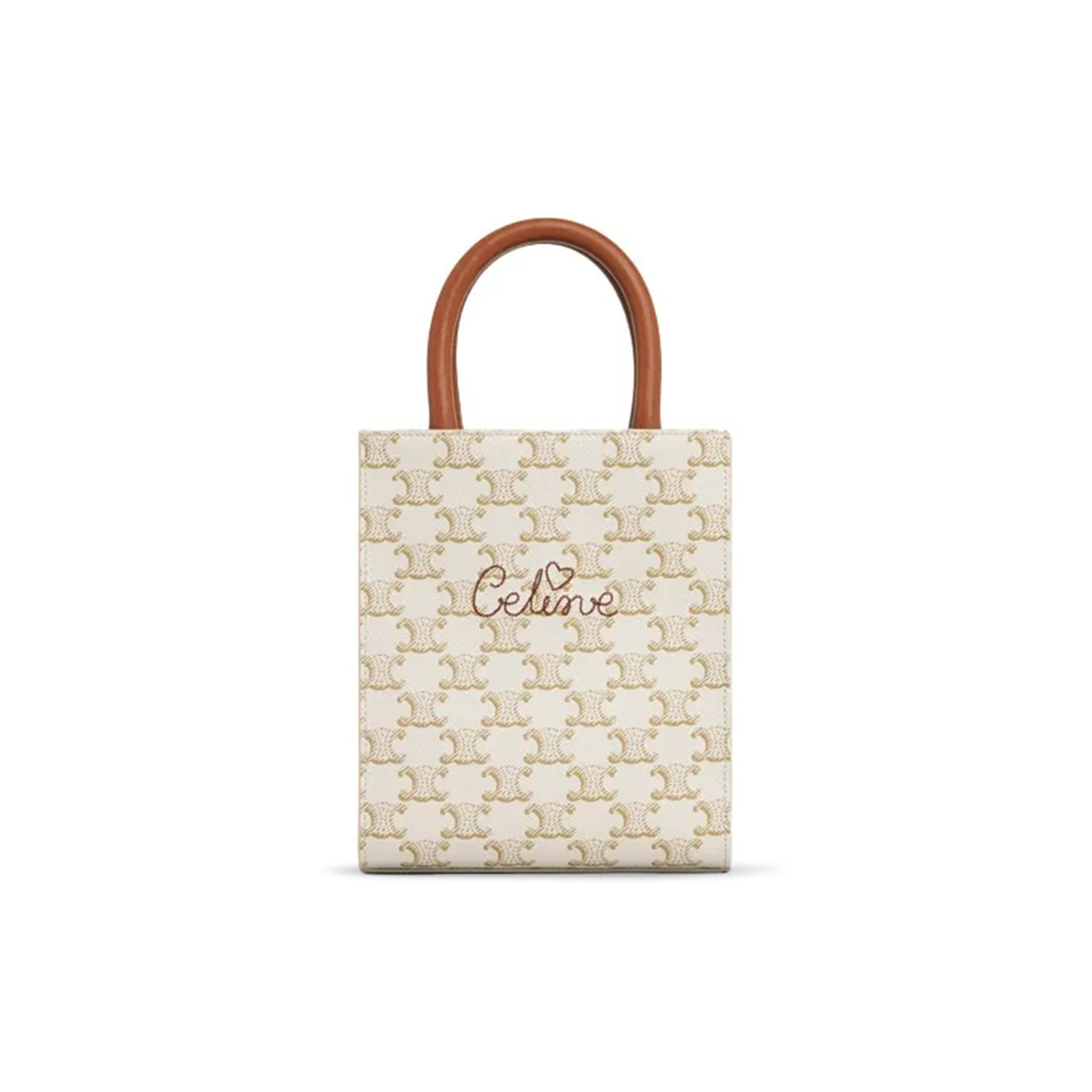 CELINE MINI TOTE IN CABAS TRIOMPHE PRINTS AND LEATHER 194372CYB.01BC (21*17*4cm)